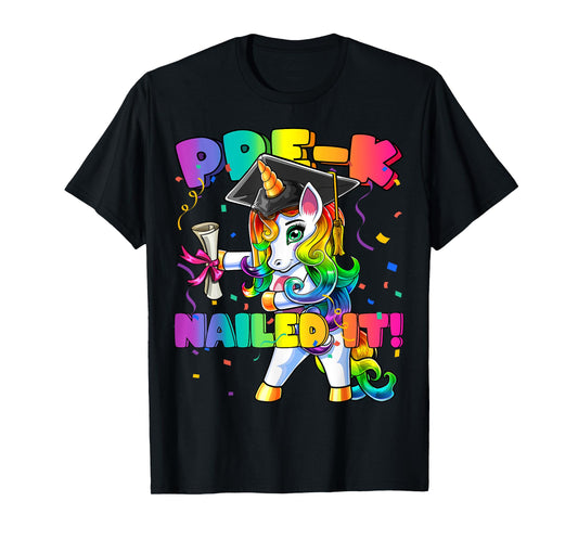 Flossing Unicorn Pre-K Graduation Cap Diploma Gift Girls T-Shirt