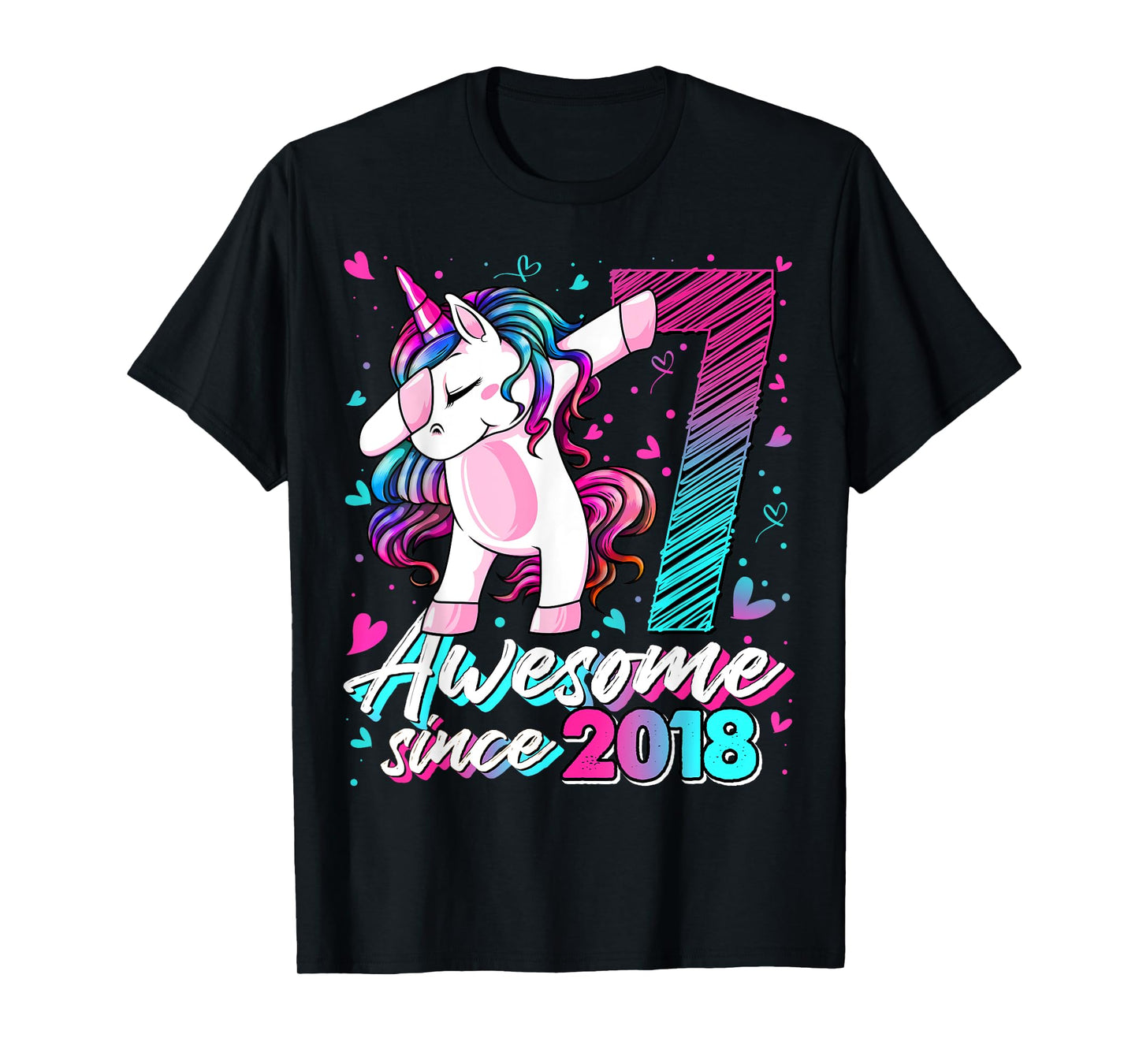 7 Year Old Unicorn Gifts For Girls 7th Birthday Girl Party T-Shirt