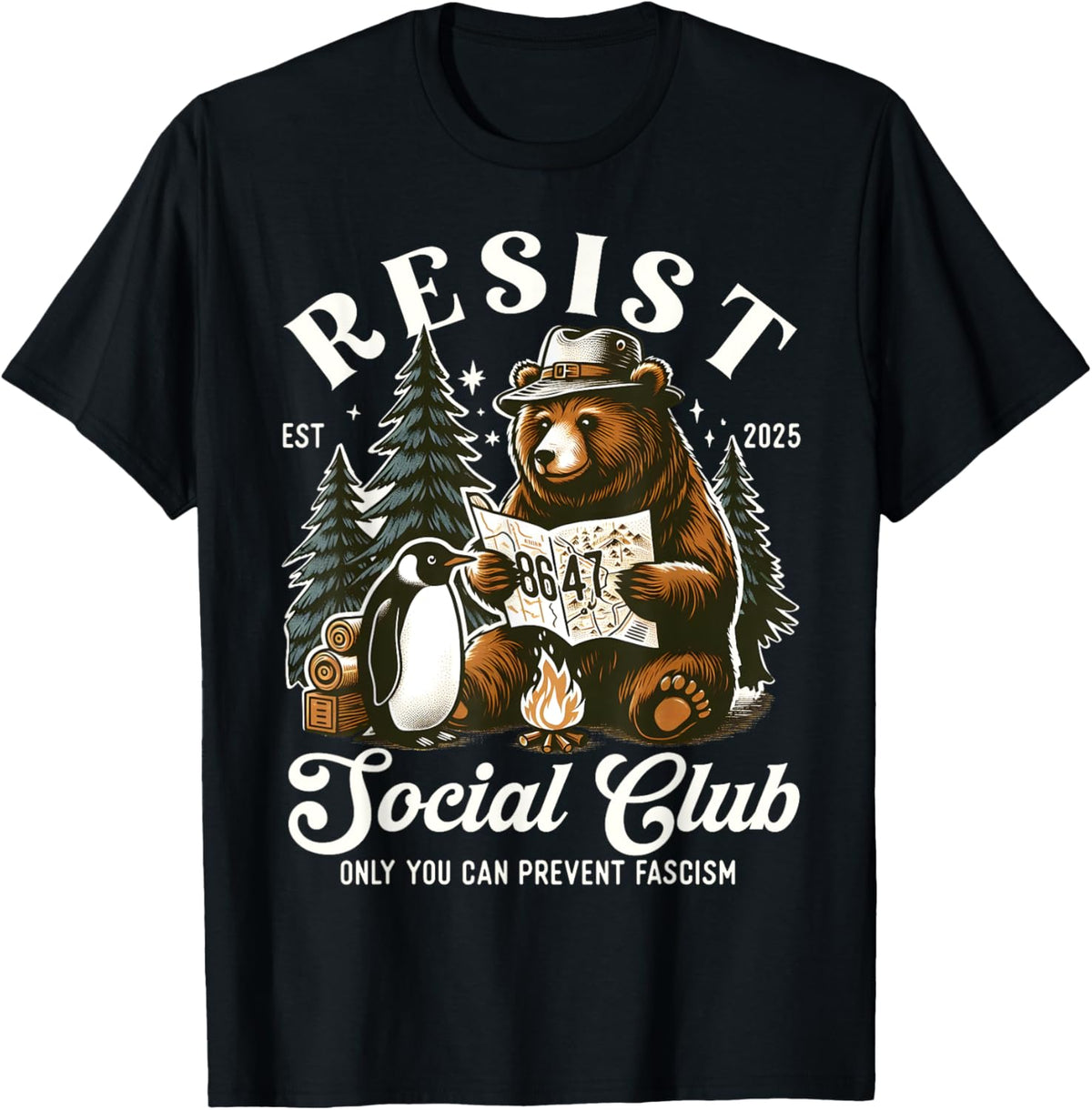 Resist Social Cub Bear Penguin T-Shirt