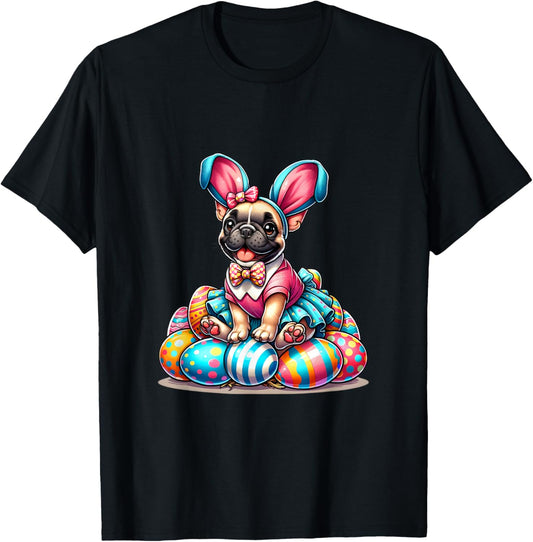 Funny Easter Day French bulldog Bunny Costume T-Shirt
