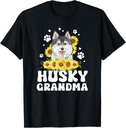 Husky Grandma Of A Husky Grandmother Sunflower T-Shirt