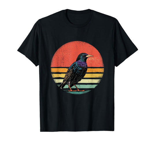 Retro Starling Bird Shirt Animal Birdwatcher Bird Lover T-Shirt