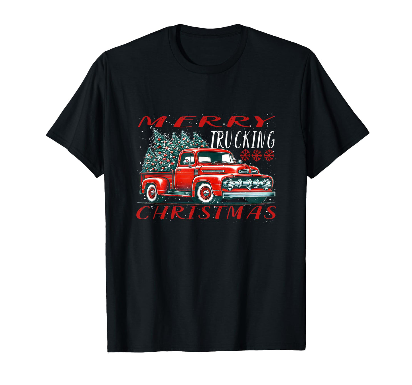 Red Retro Truck with Christmas tree T-Shirt
