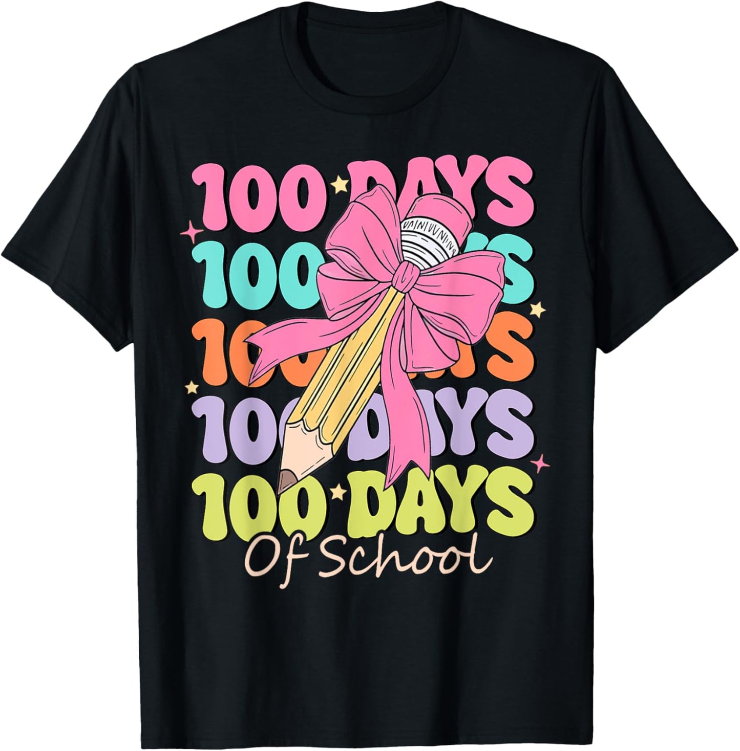 100 Days Of School Teacher Coquette Bow 100th Day Of School T-Shirt