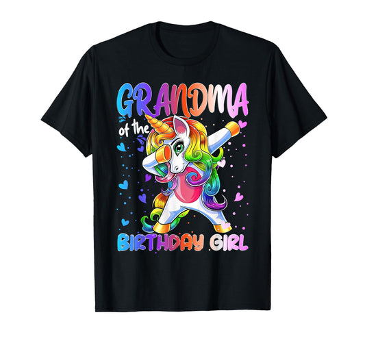 Grandma of the Birthday Princess Girl Dabbing Unicorn T-Shirt