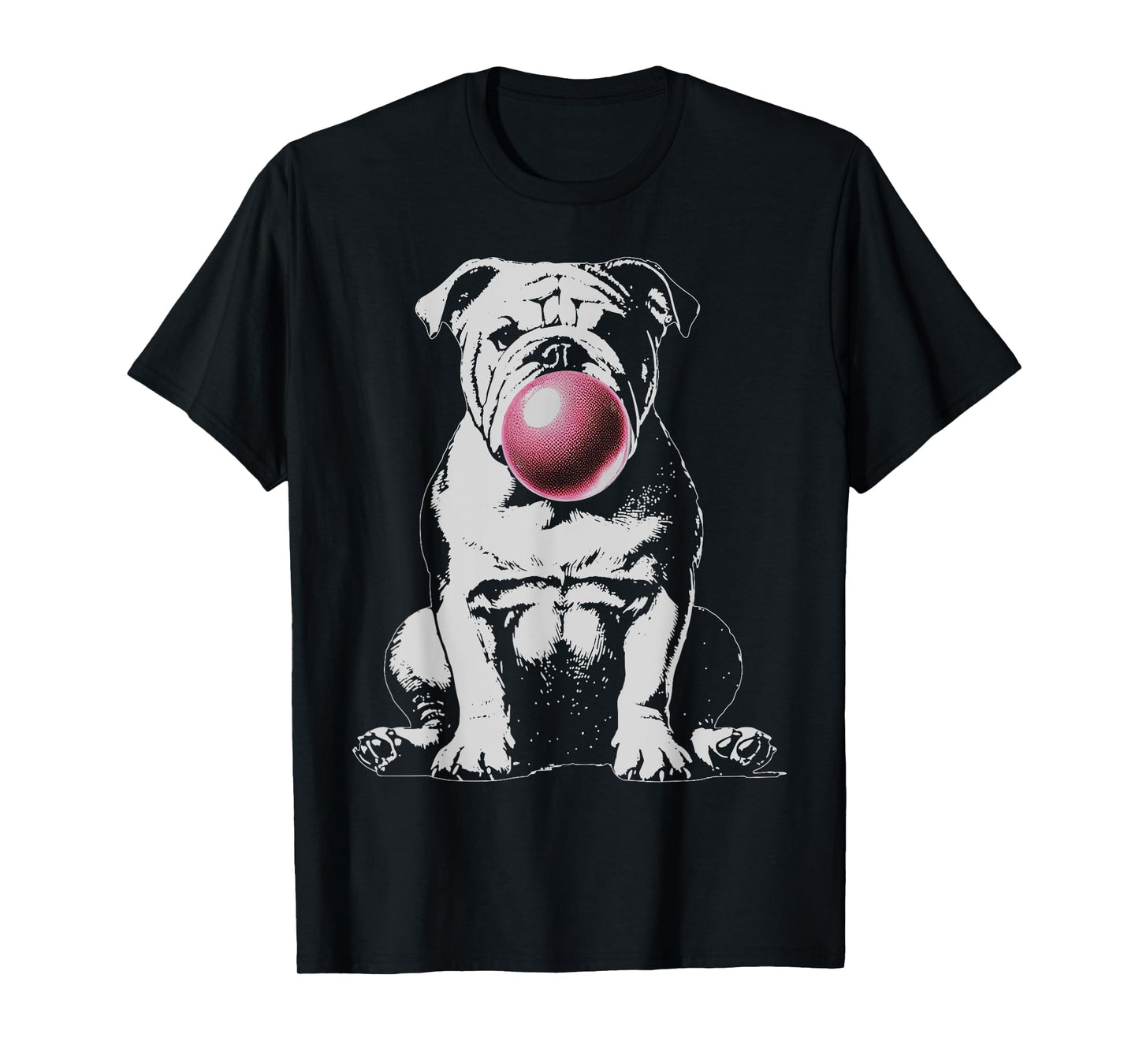 Vintage English Bulldog Blowing Bubble Mom Dog Dad Graphic T-Shirt for Men Women Kids