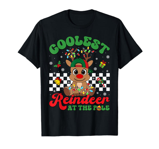 Coolest Reindeer At The Pole North Pole Christmas Boys Kids T-Shirt