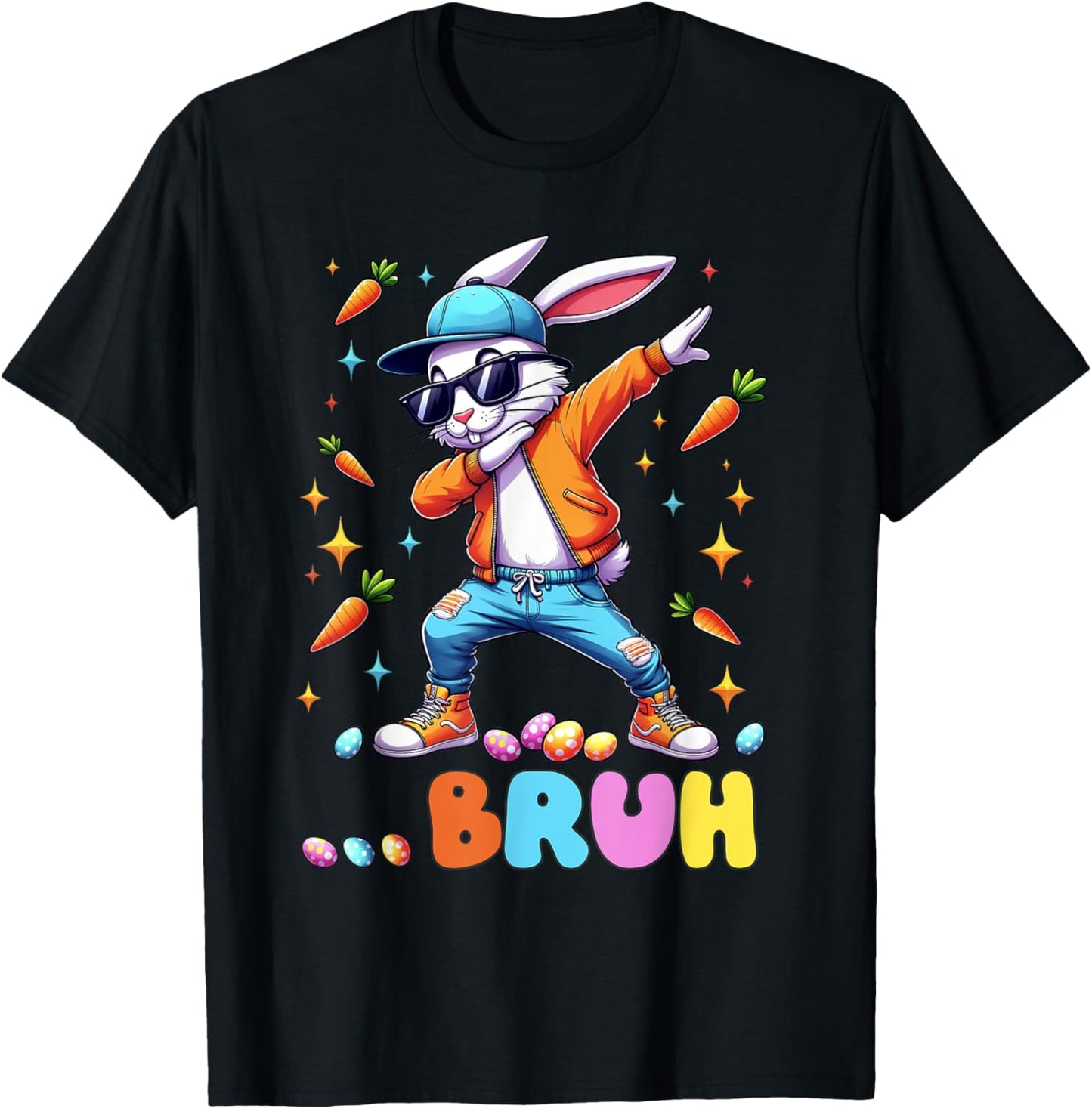Bruh Dab Bunny Easter Funny Kids Toddler Boys Mens Easter T-Shirt