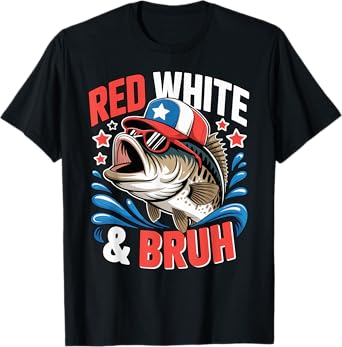 Patriotic Red White & Bruh America Fish Fishing 4th Of July T-Shirt