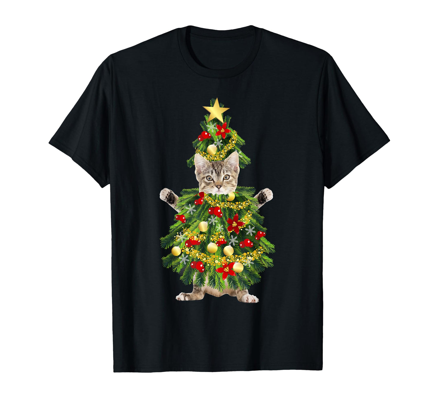 Funny Xmas Holiday Cat Christmas Tree for Cat Kitten Lovers T-Shirt for Men Women