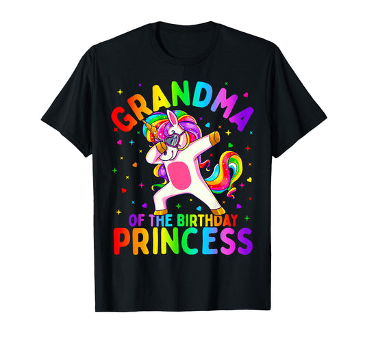 Grandma of the Birthday Princess Girl Dabbing Unicorn T-Shirt