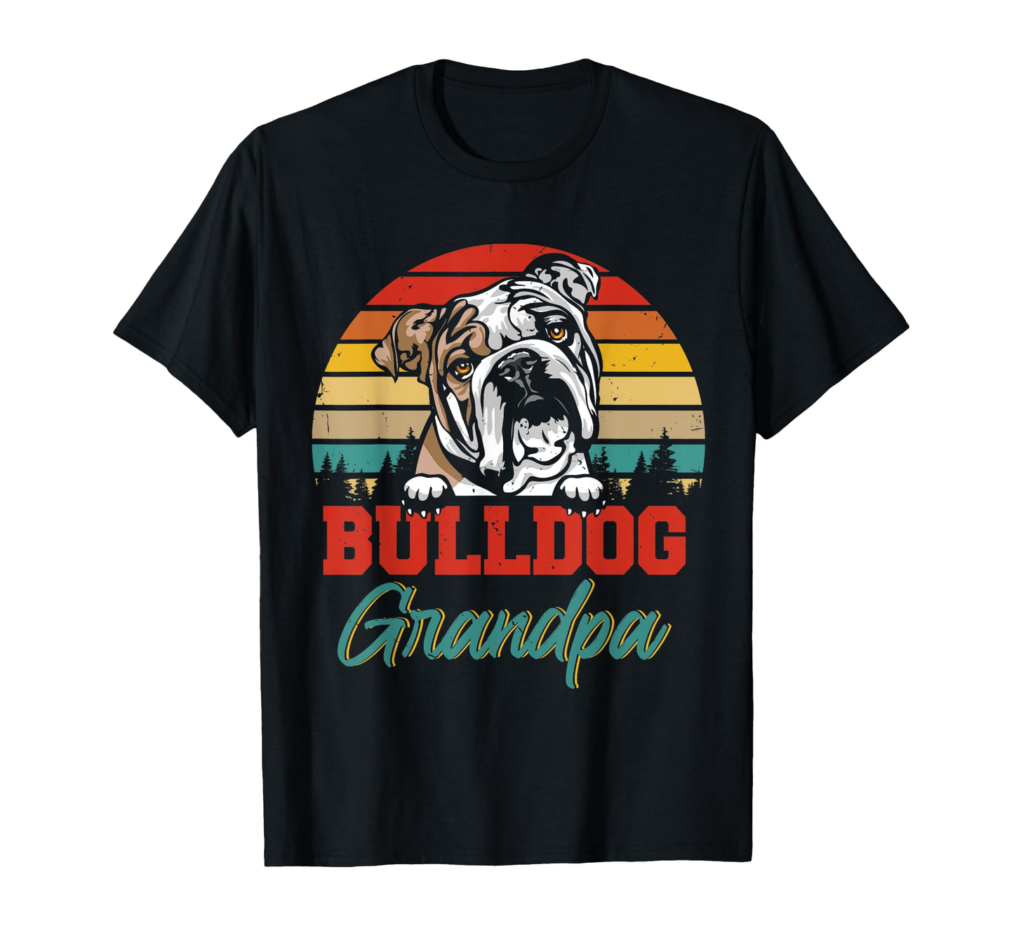 Vintage Retro Bulldog Grandpa Cool Father's Day Dog Lover T-Shirt for Men Women