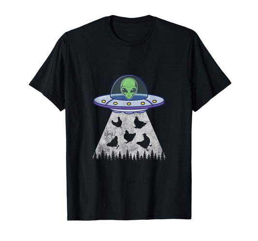Chicken Abduction Funny UFO Alien Lover Vintage Distress T-Shirt