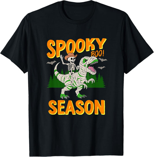 Spooky Season Skeleton Dinosaur Halloween T-Shirt