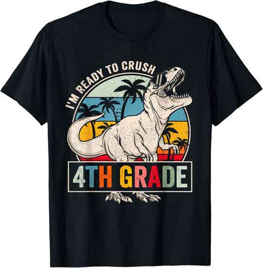 I'm Ready To Crush 4th Grade Dinosaur Boys Back To School T-Shirt