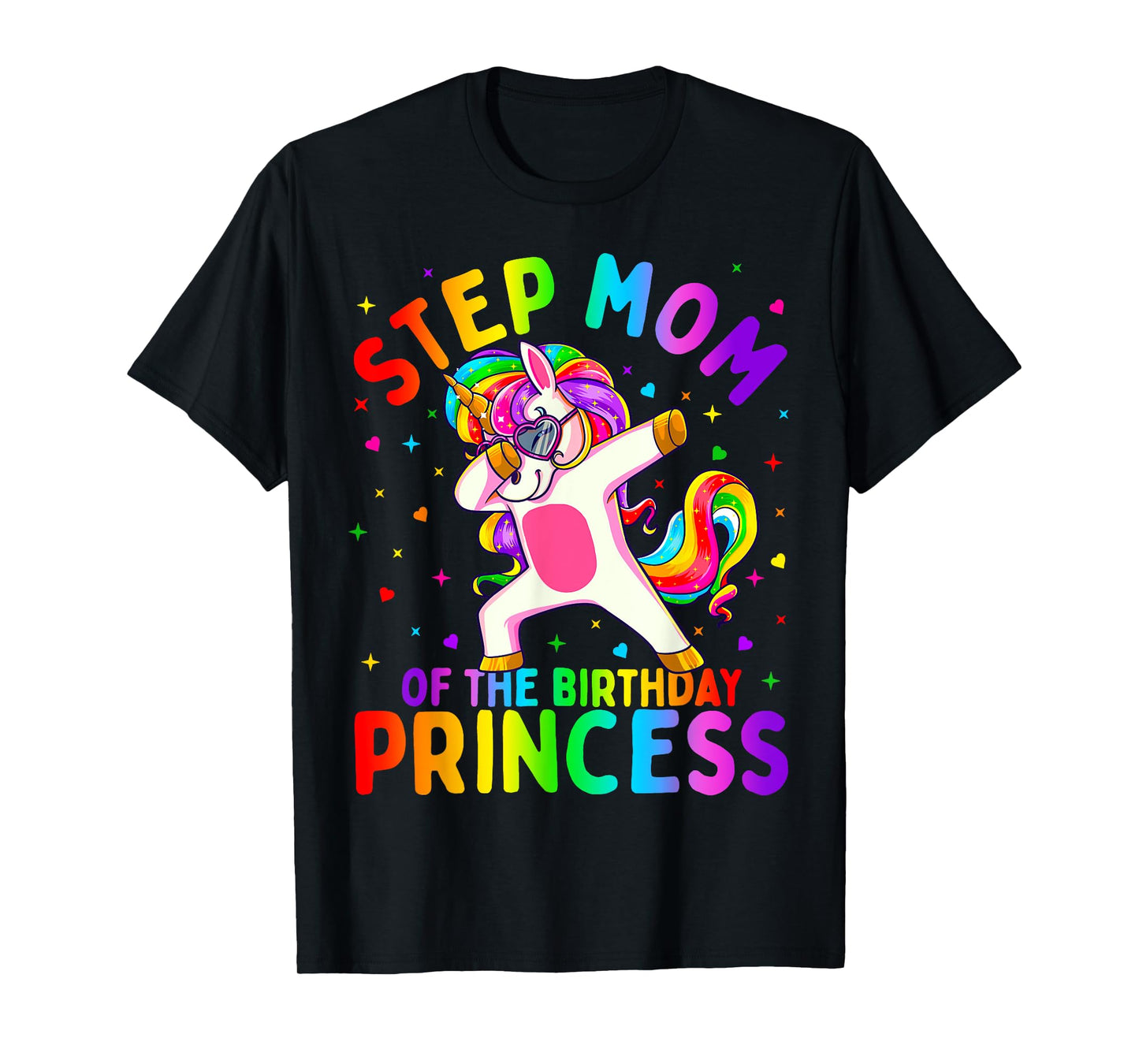 Step Mom of the Birthday Princess Girl Dabbing Unicorn T-Shirt