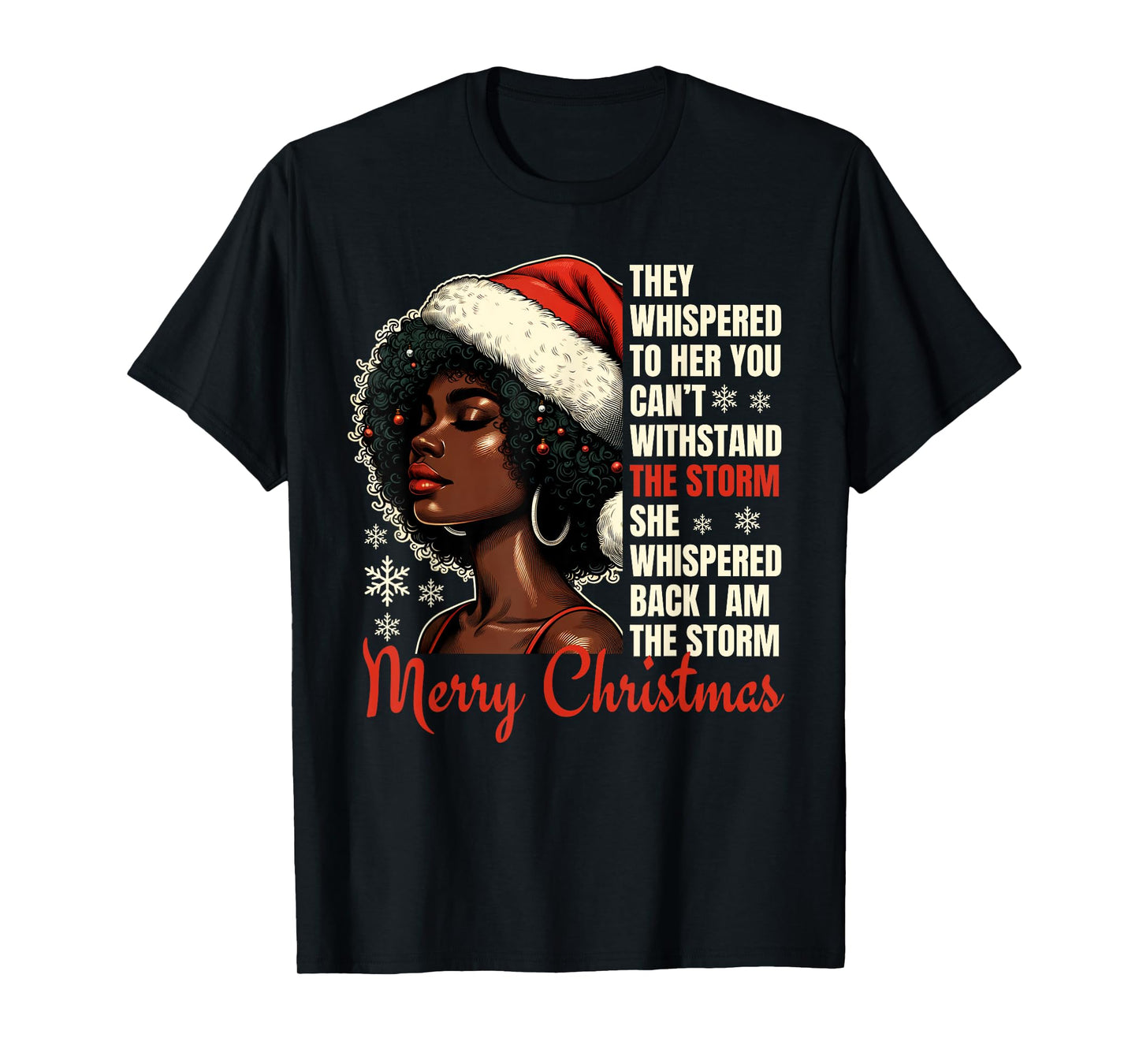 Christmas African American Black Woman Xmas Women Girls T-Shirt