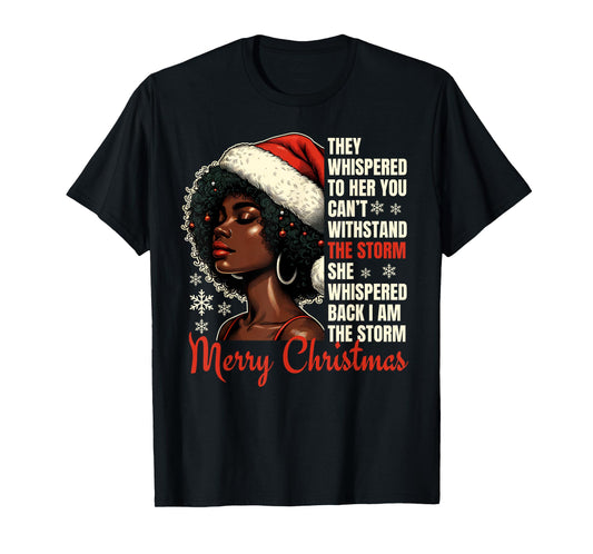 Christmas African American Black Woman Xmas Women Girls T-Shirt