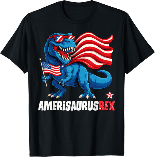 Dinosaur 4th Of July Patriotic Boys Girls Amerisaurus T Rex T-Shirt