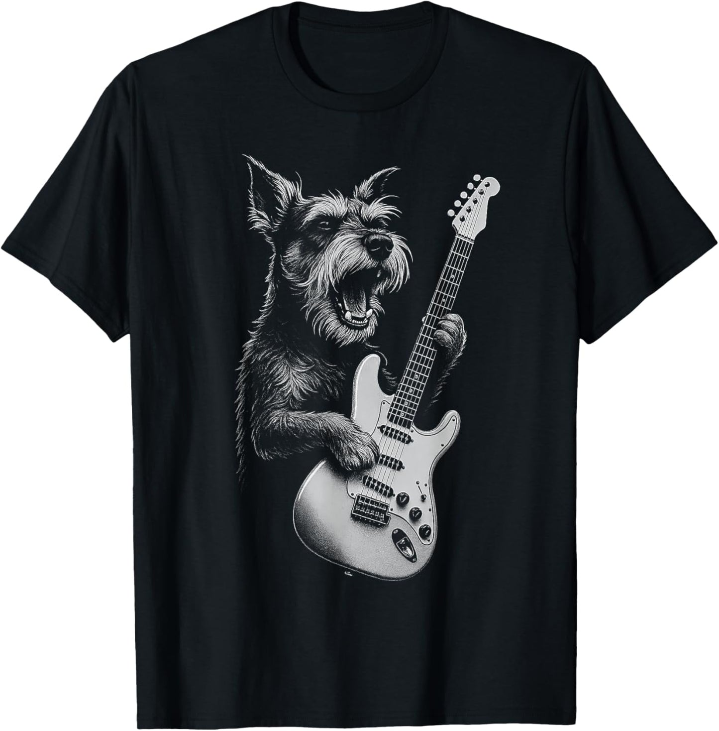 Schnauzer Playing Guitar Rock Music Dog Lover T-Shirt