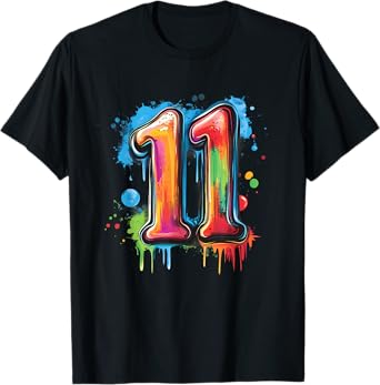Number 11 11th Birthday Eleven Year Old Boys Girls Graffiti T-Shirt