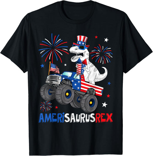 Funny Amerisaurusrex Dinosaur 4th Of July Kids Boys Toddler T-Shirt