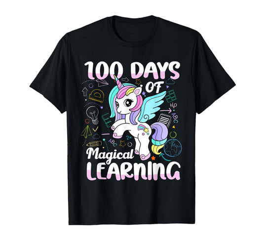 100 Days of Magical Learning Unicorn 100th Day School Girls T-Shirt