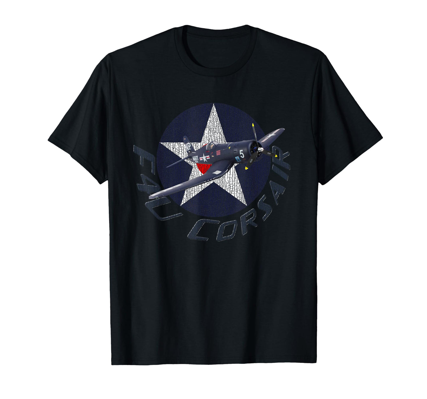 Military F&L Design Co. F4U Corsair WWII Warbirds Plane Spotting T-Shirt - Unisex Adults - Black - Short Sleeve - Classic Fit - Cotton/Polyester Blend - Small