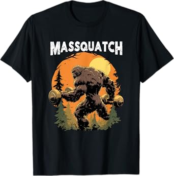 Hairy Animal Workout Merch Bigfoot Massquatch Funny Sasquatch Workout Gym Weightlifter T-Shirt