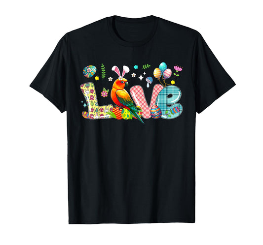 Love Easter Bunny Sun Conure Hunting Eggs Flowers Colourful T-Shirt
