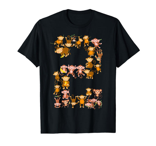 Toddler 2nd Birthday Monkey Themed 2 Year Old Monkeys Lovers T-Shirt
