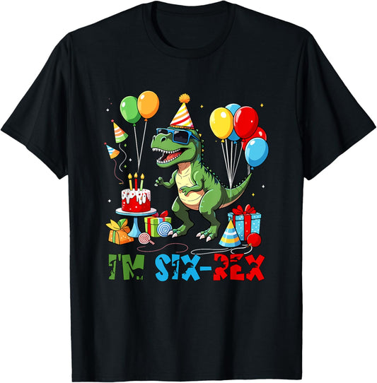 I'm Six-Rex 6th Birthday T-rex Sunglasses Funny Party T-Shirt