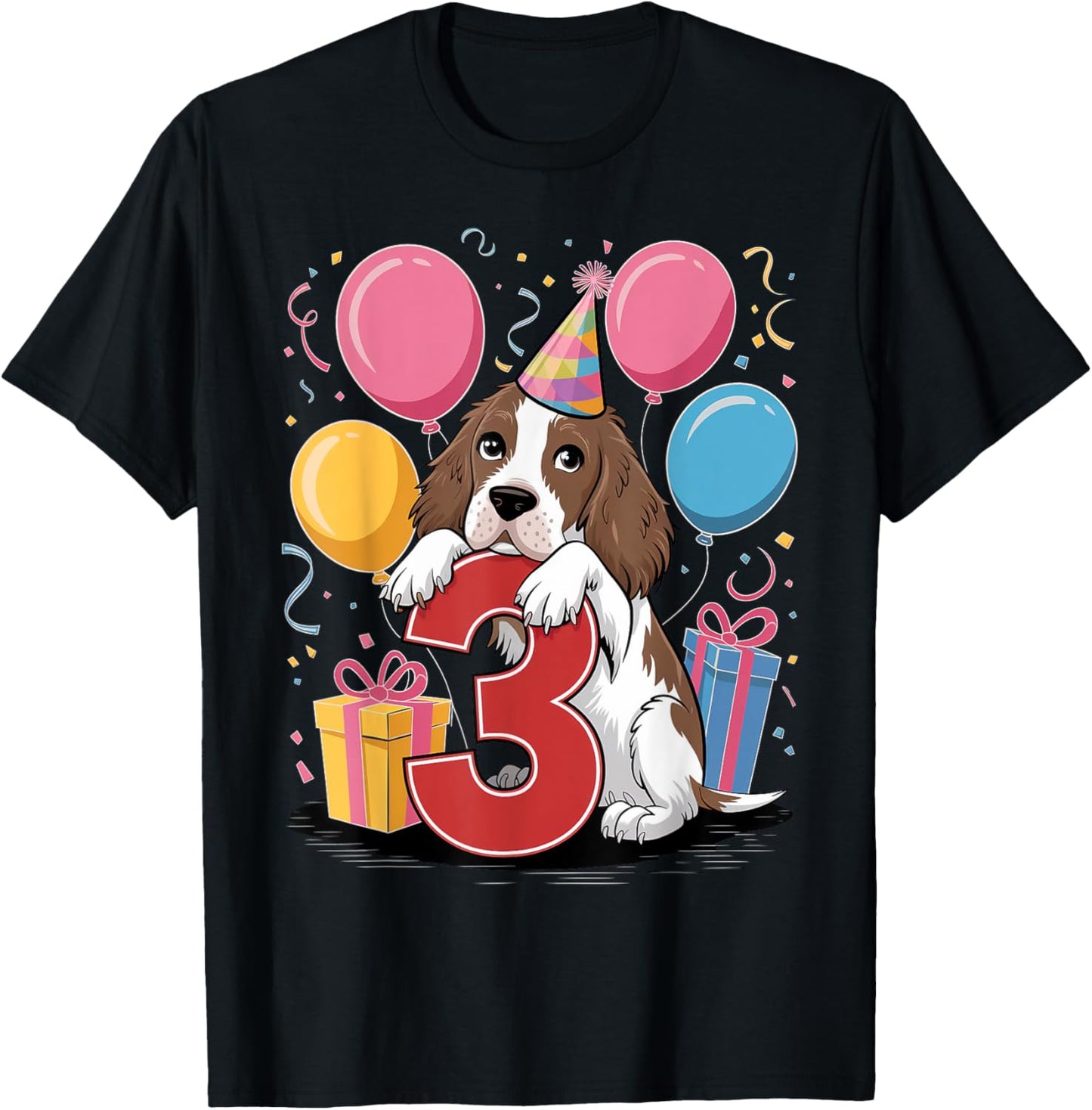 3rd birthday boy girl 3 years three English Springer Spaniel T-Shirt