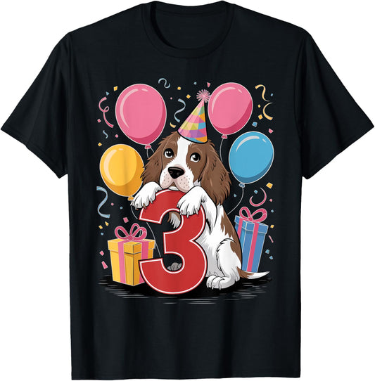 3rd birthday boy girl 3 years three English Springer Spaniel T-Shirt
