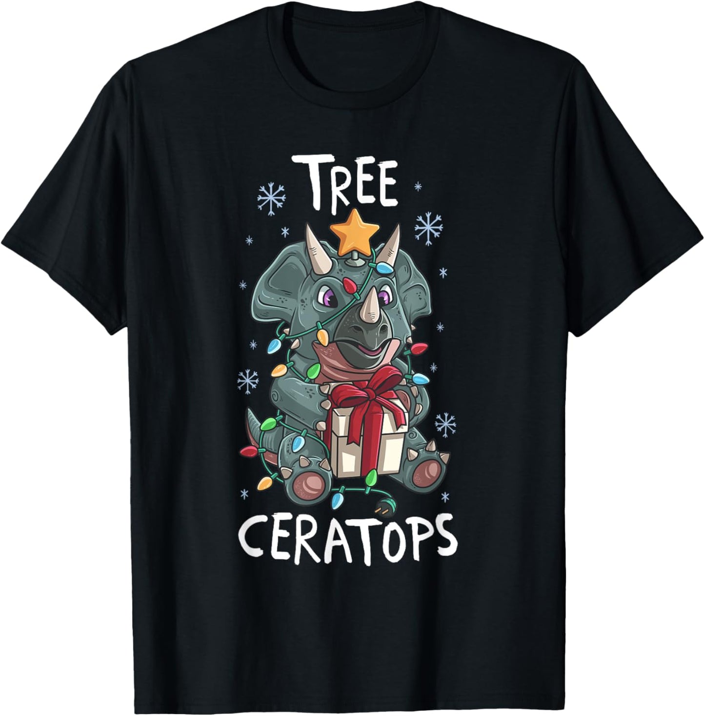 Ceratops Cute Triceratops Dinosaur Christmas Tree T-Shirt