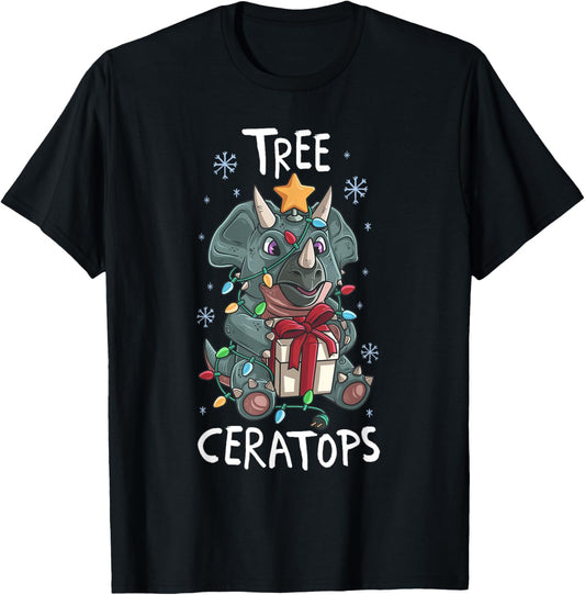 Ceratops Cute Triceratops Dinosaur Christmas Tree T-Shirt