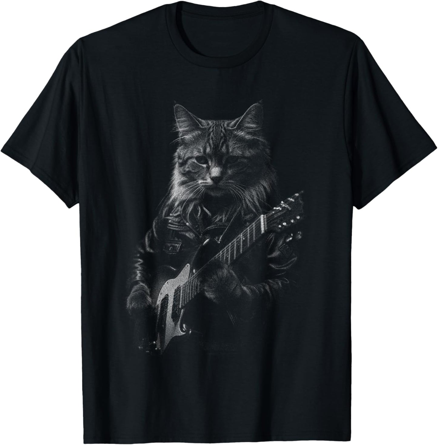 Funny Cat Musician Mens Womens Kids Music Cat Playing Guitar T-Shirt