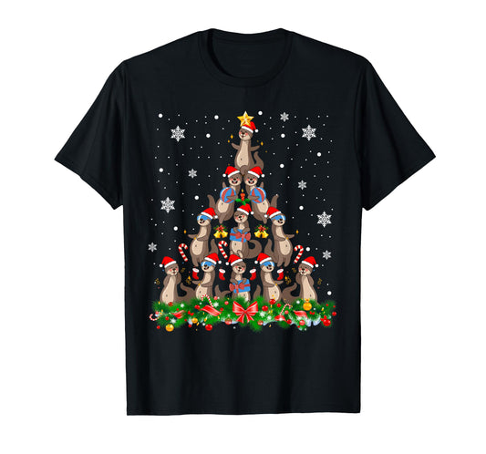 Santa ELF Reindeer Otter Christmas Tree T-Shirt