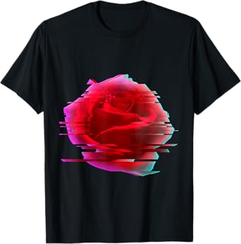 Glitch Rose Vaporwave Aesthetic Trippy Psychedelic T-Shirt