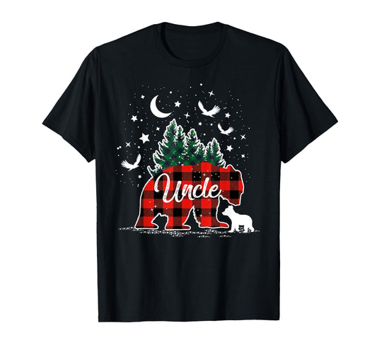 Wildlife Nature Uncle Bear Red Buffalo Plaid Christmas Pjs T-Shirt