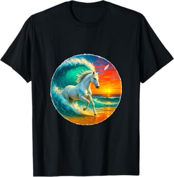 Horse lovers tee - Wave rider horse- vibrant ocean art tee T-Shirt