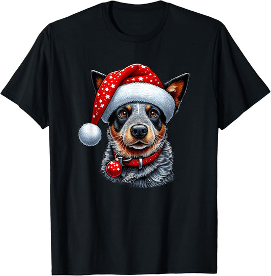 Cattle dog with Santa Hat T-Shirt