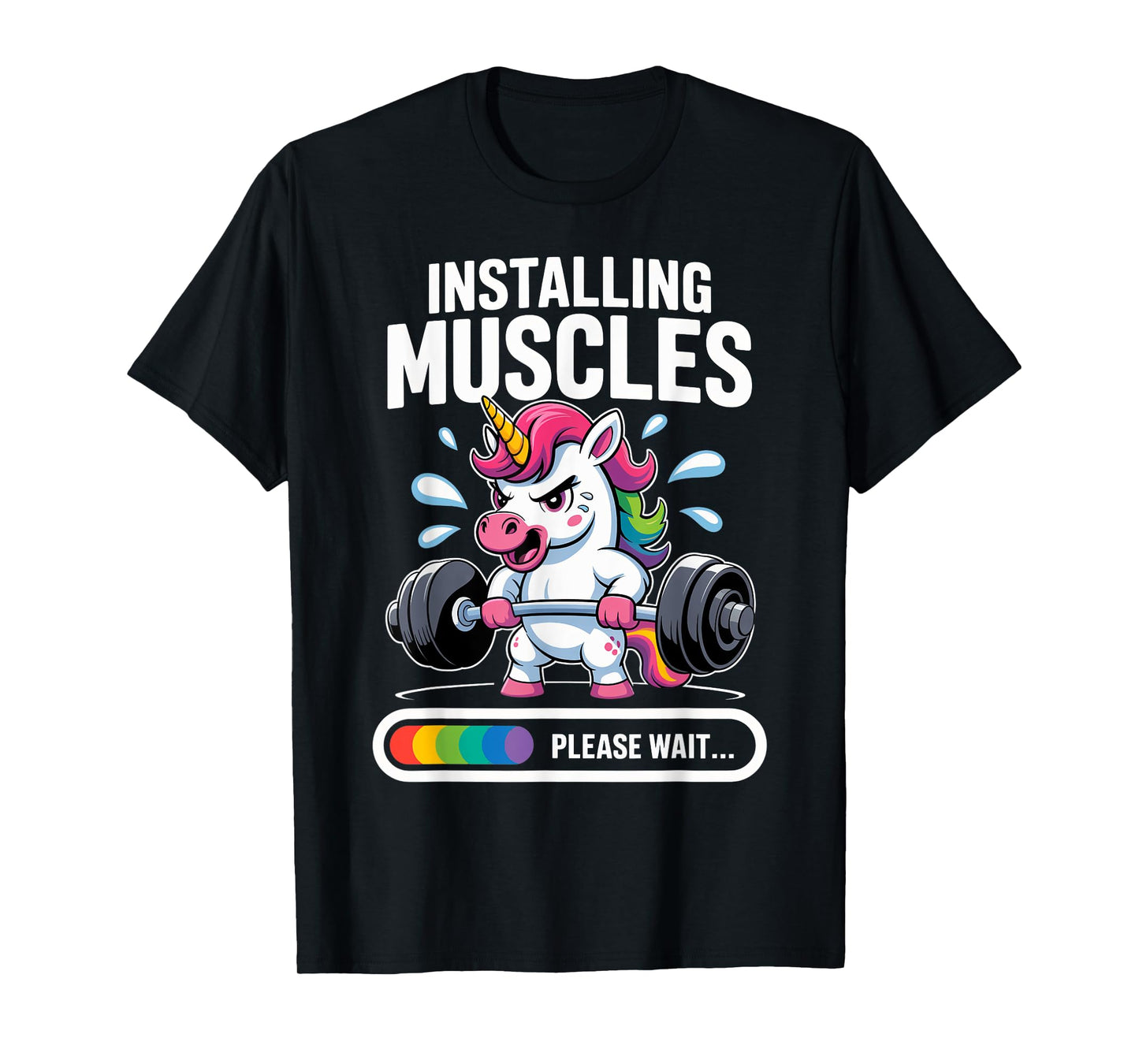 Funny Cute Unicorn Workout Gym Fitness Weightlifting T-Shirt
