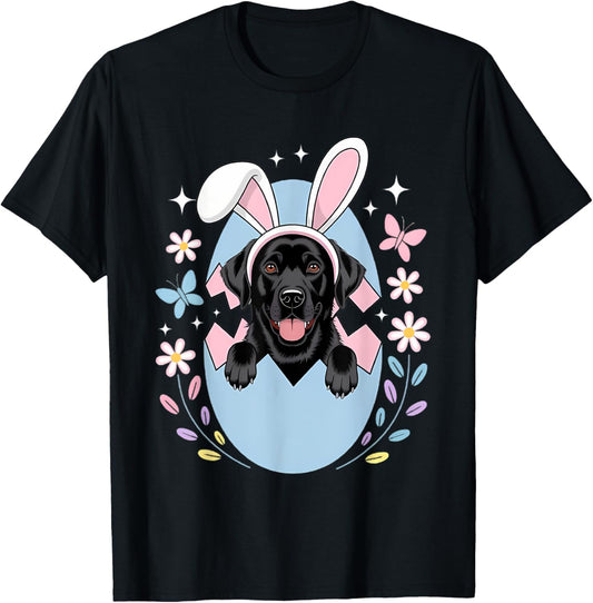 Labrador Golden Retriever Bunny Springs Eggs Easter Dog T-Shirt