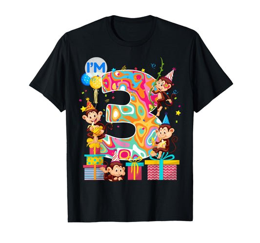 3rd B-Day Monkey Birthday Zoo Animal 3 Year Old Funny T-Shirt