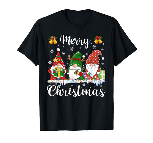Merry Christmas Light Cute Gnomes Family Gnome Xmas Matching T-Shirt