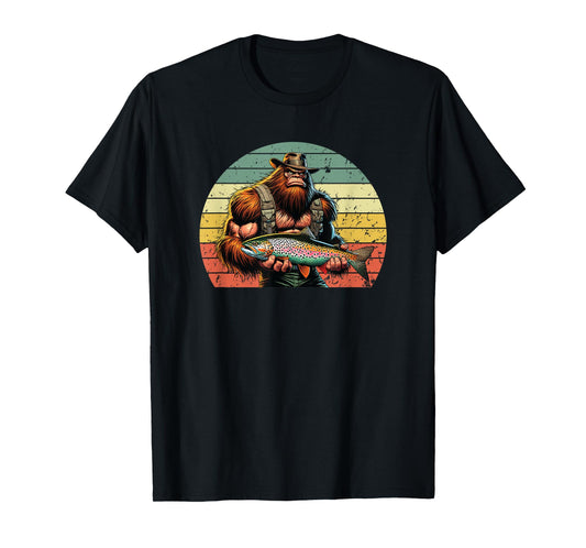 Rainbow Trout Fishing, Bigfoot Holding a Rainbow Trout T-Shirt
