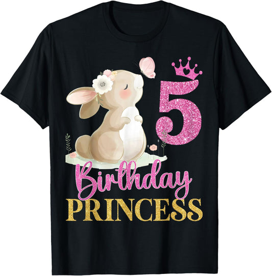 Kids 5th Birthday Rabbit Princess Girl Bunny 5 years old T-Shirt