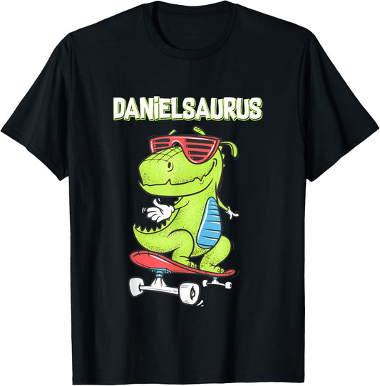 DANIELSAURUS shirt name birthday gift dinosaur t rex T-Shirt