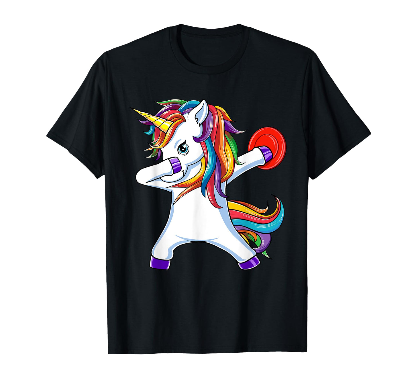 Dabbing Unicorn Funny Flying Disc Golf Player T-Shirt